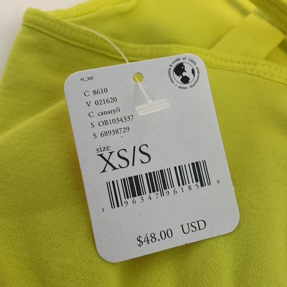 Free People Good Karma Vintage Style Crop Activewear Sports Bra Top Canary - Picture 5 of 7